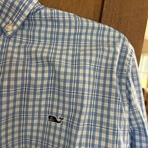 Vineyard Vines Blue Plaid SLIM FIT WHALE SHIRT Button Down MEN'S MEDIUM M